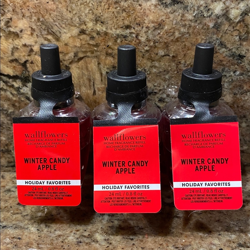 “WINTER CANDY APPLE” BBW/WB (3)-Wallflowers Home Fragrance Refills 0.8 fl oz NWT
